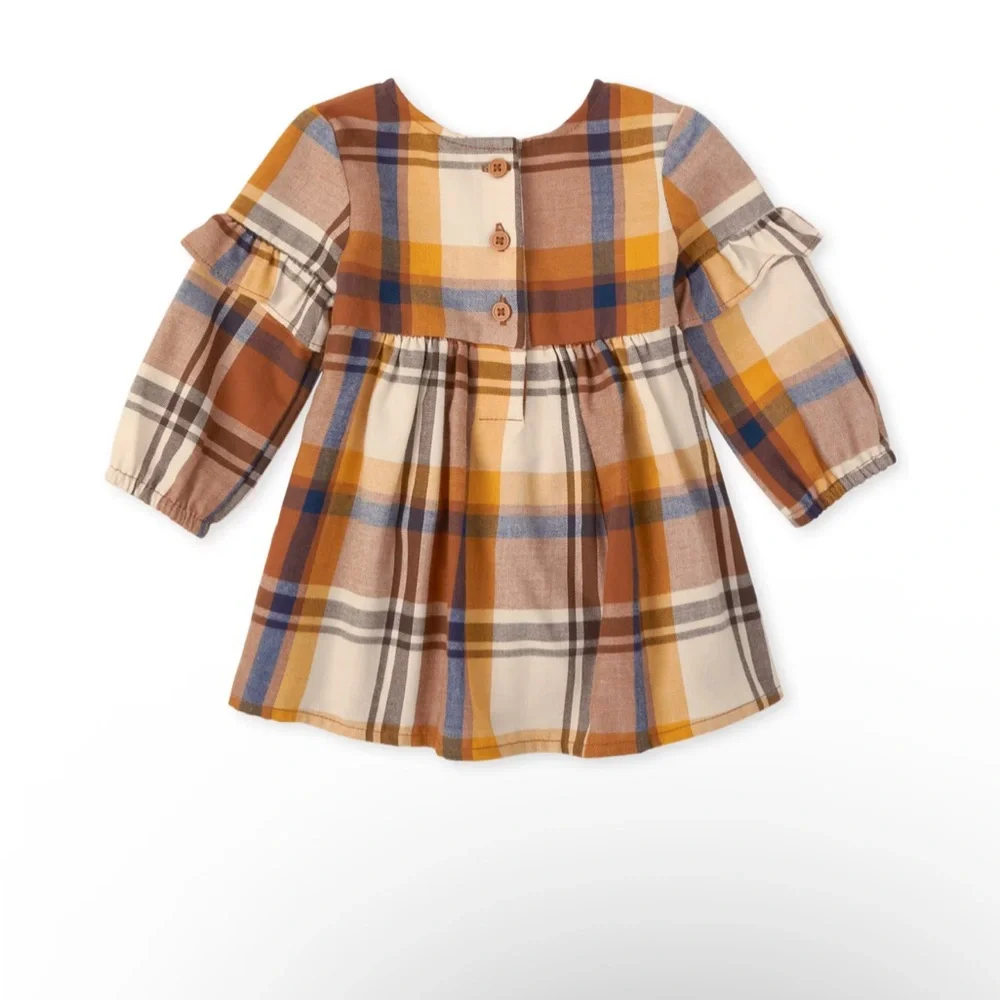 Baby Girl Plaid Long Sleeve Dress with diaper cover 3-6 months NWOT
